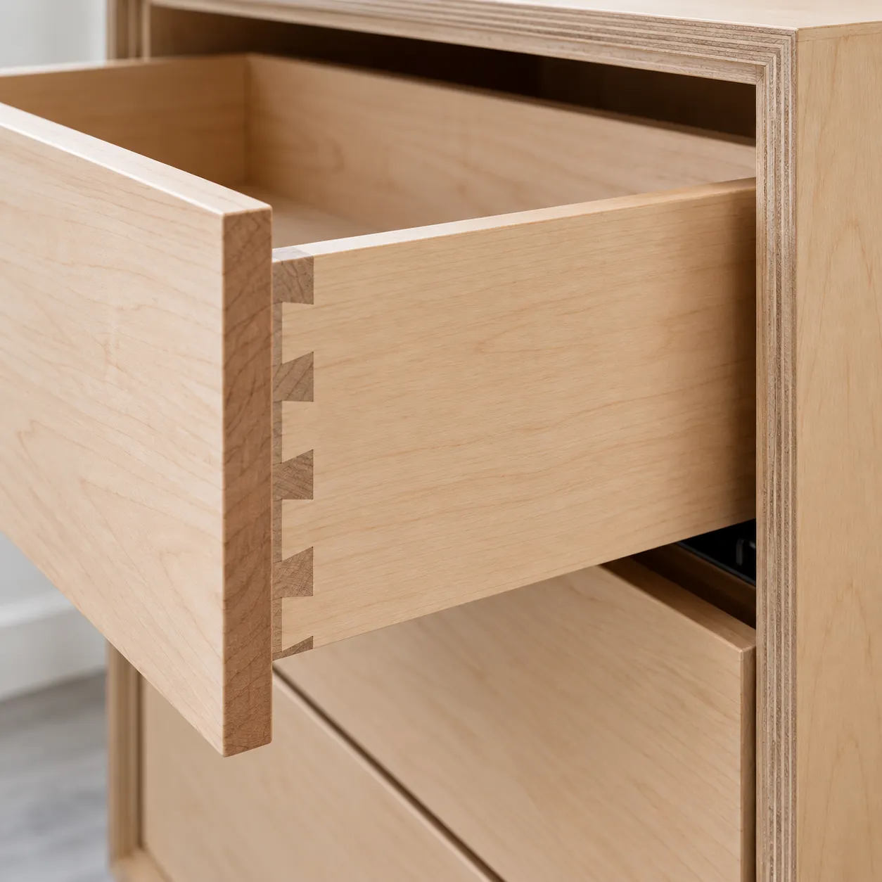 Dovetail wood drawer detail
