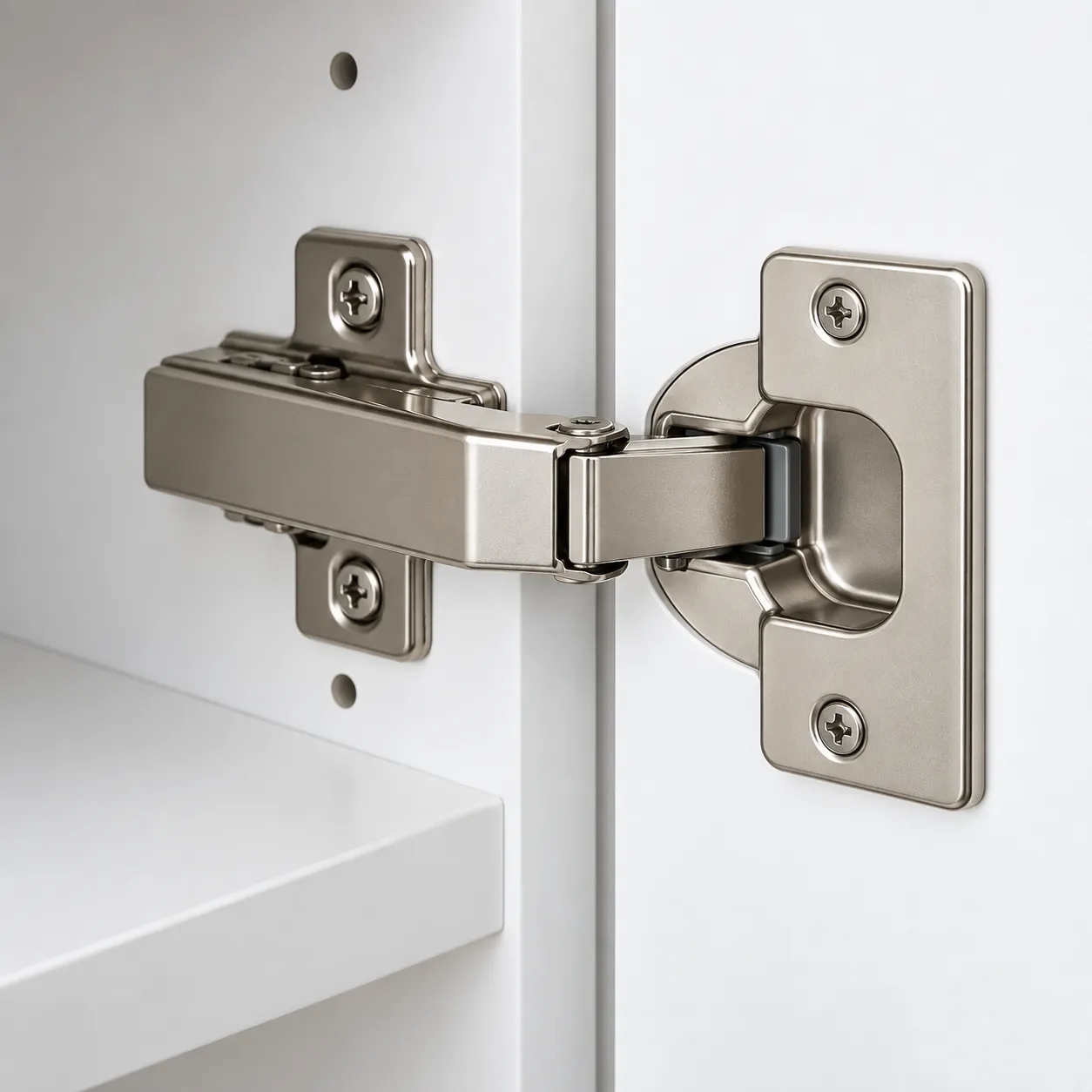 Concealed soft-close cabinet hinge